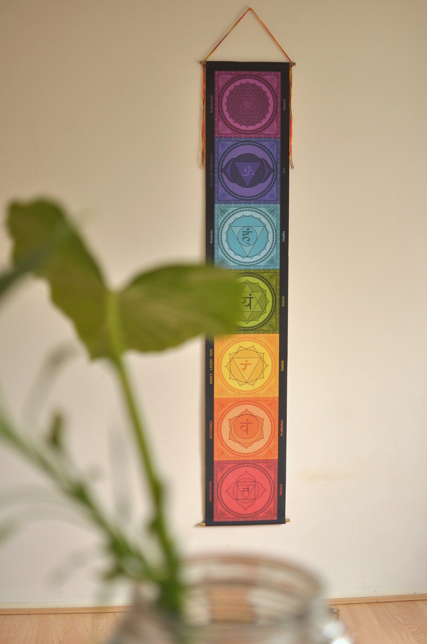 Chakra Banner - Chakra Wall Hanging - Chakra Wall Art - Yoga Decor- Chakra Flags - Meditation Altar- Yoga gifts - Chakra Tapestry