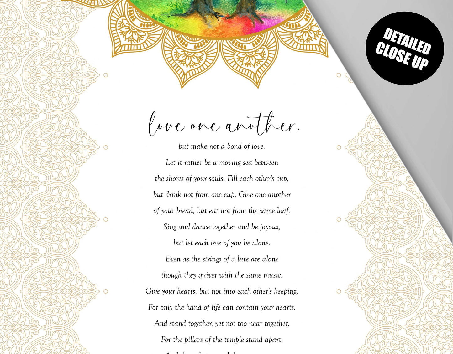 Kahlil Gibra on marriage, Wall Hanfging, Love one another, Kahlil Gibran, Ready to Hang , Kahlil Gibran the prophet, Prints, Tapestry