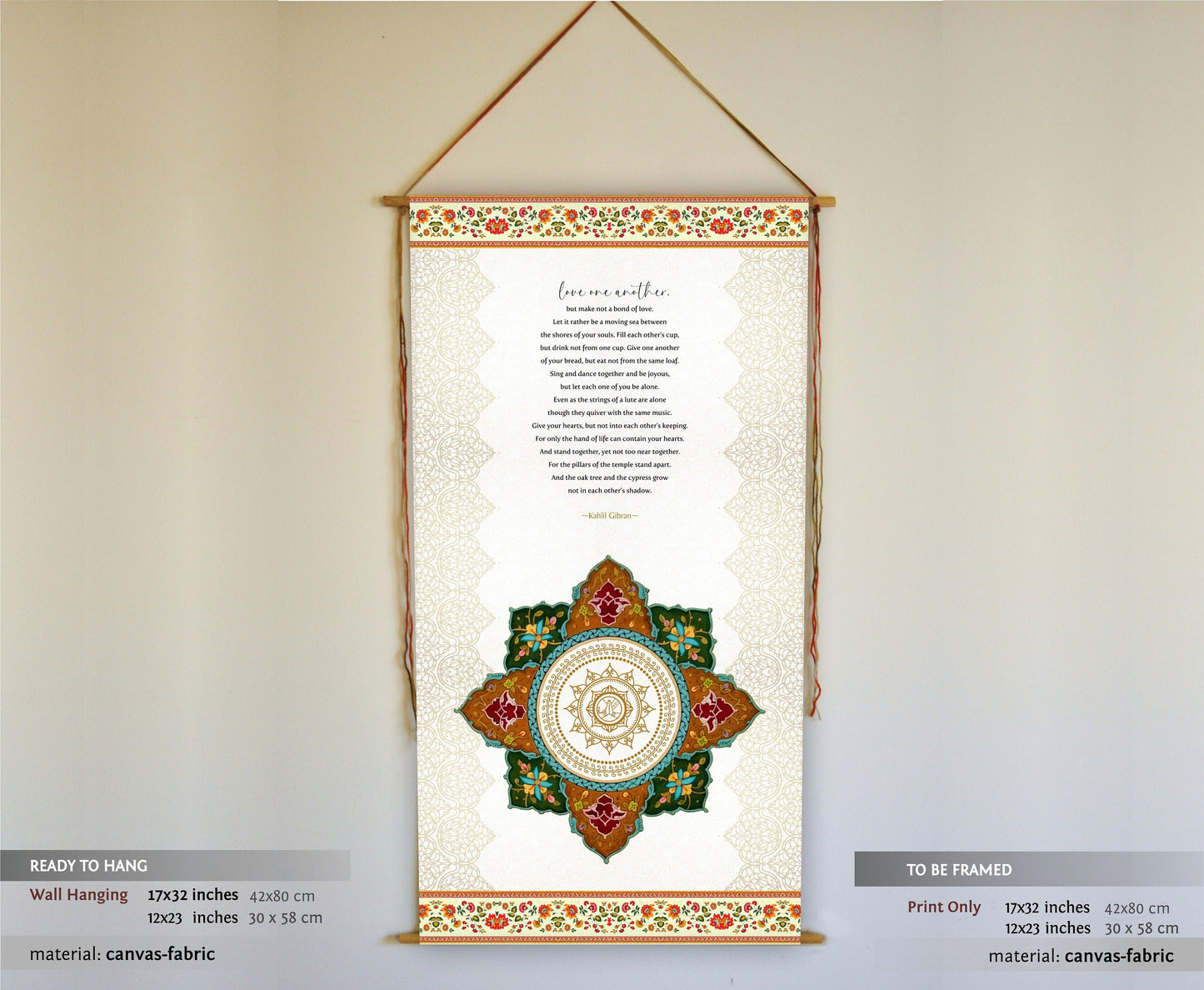 Kahlil Gibran On Marriage, Wall Hanging, Love one another by Kahlil Gibran, Kahlil Gibran Art, Prints, The Prophet, Decor, Gift, Tapestry