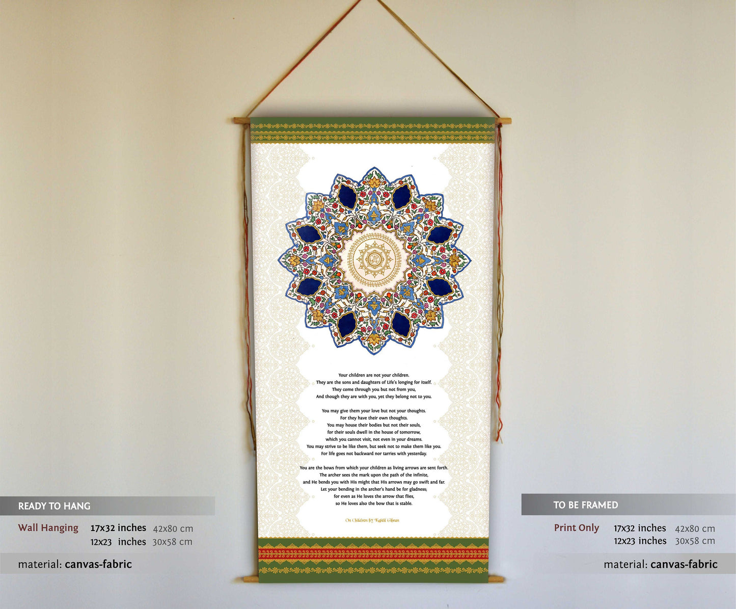 On Children by Kahlil Gibran, Wall Hanging, Middle Eastern Wall Art, Kahlil Gibran Quote, Kahlil Gibran Print, Personalized Message Gift