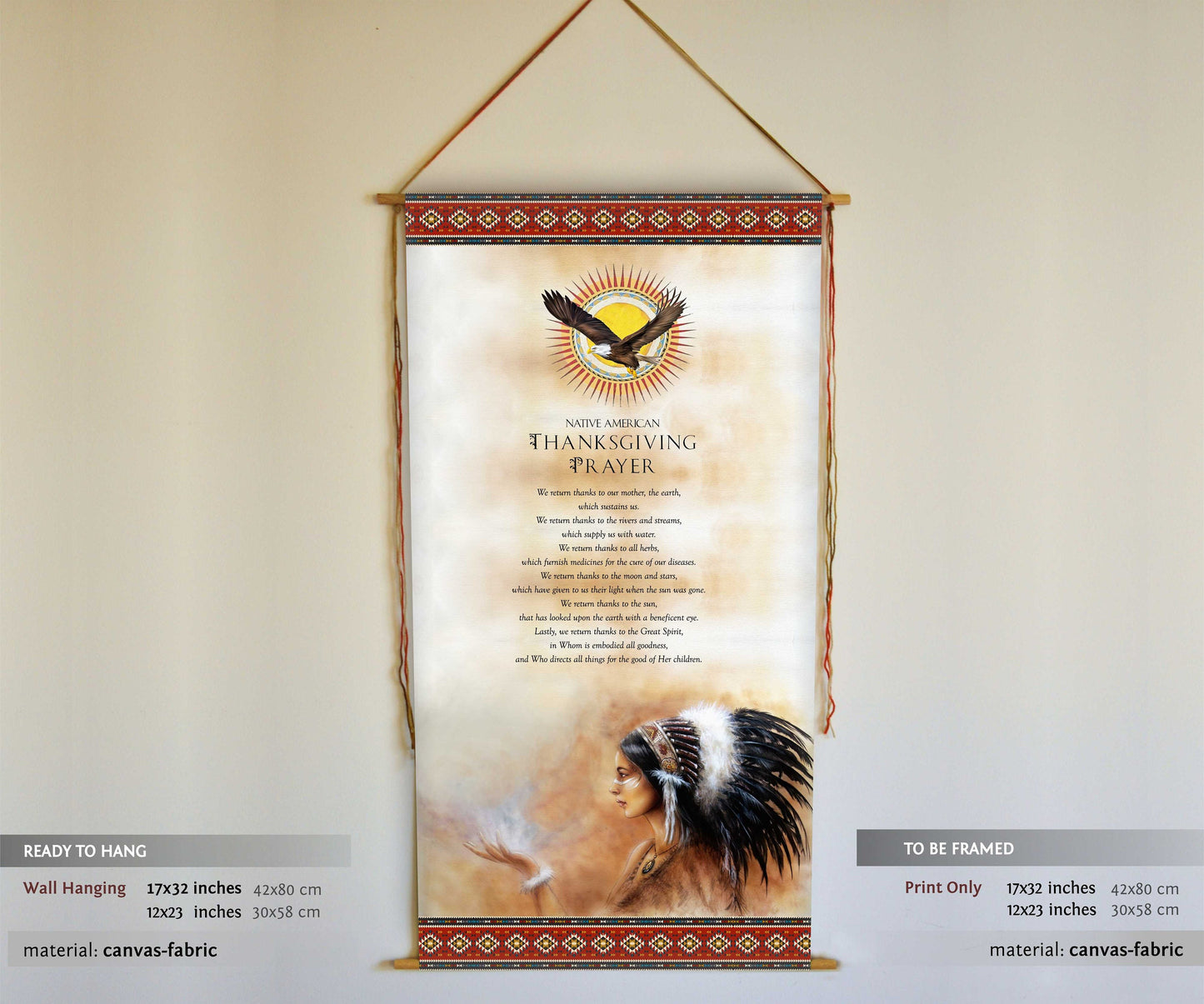 Native Americans Wall Art, Wall Hanging, Thanksgiving Prayer, Eagle Painting, Native Americans Decor, Native Americans Art, Prayer, Tapestry