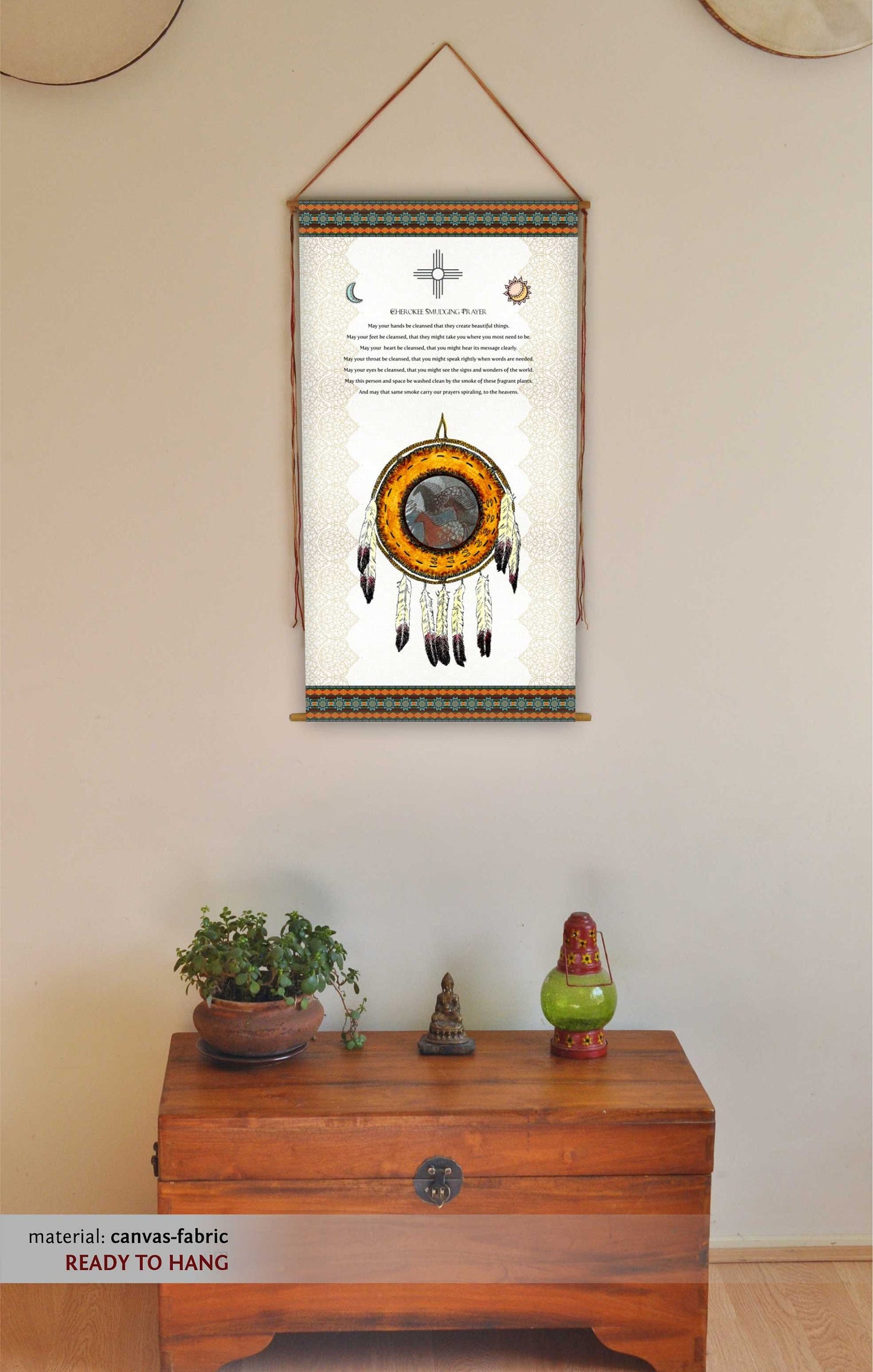 Cherokee Smudging Prayer, Native Americans Wall Art, Native Americans Decor, tapestry, Native American Protective Shield, Prints, Tapestry