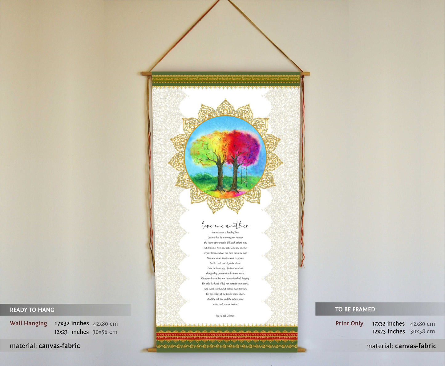 Kahlil Gibra on marriage, Wall Hanfging, Love one another, Kahlil Gibran, Ready to Hang , Kahlil Gibran the prophet, Prints, Tapestry