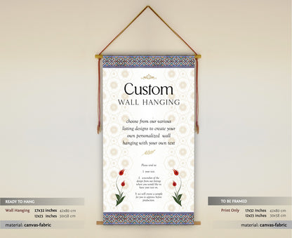 Custom Hanging Signs, custom Wall Hanging, custom scroll, Custom Signs, Custom Prints, custom canvas, Customized Wall Hanging Ready to Hang