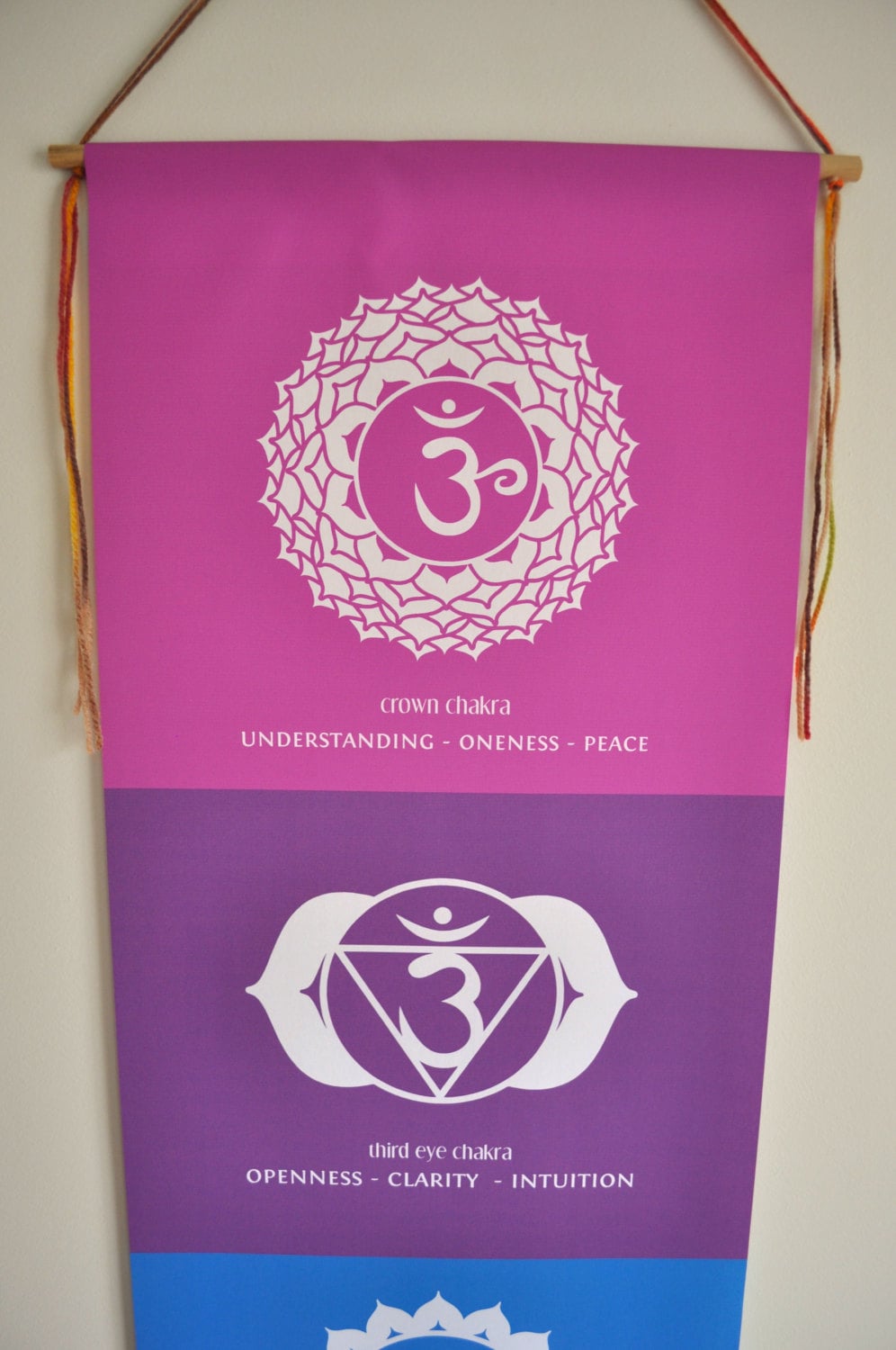 Chakra Wall Hanging - Chakra Banner - Chakra Wall Art - Yoga Decor- Chakra Flags - Meditation Altar-  Handmade - Yoga Gift - Chakra Tapestry