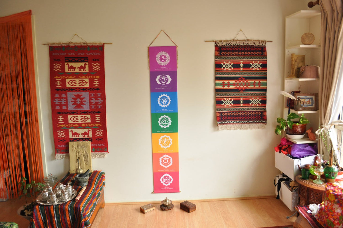 Chakra Wall Hanging - Chakra Banner - Chakra Wall Art - Yoga Decor- Chakra Flags - Meditation Altar-  Handmade - Yoga Gift - Chakra Tapestry