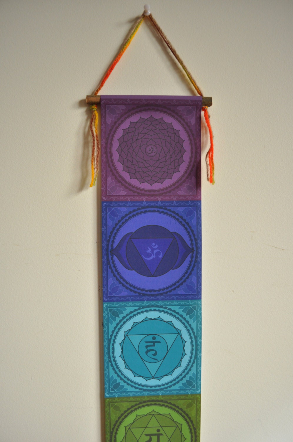 Chakra Wall Hanging - Mini Size - Chakra Banner - Chakra Wall Art - Chakra Prints - Yoga Gift - Yoga Decor - Meditation Altar - Tapestry