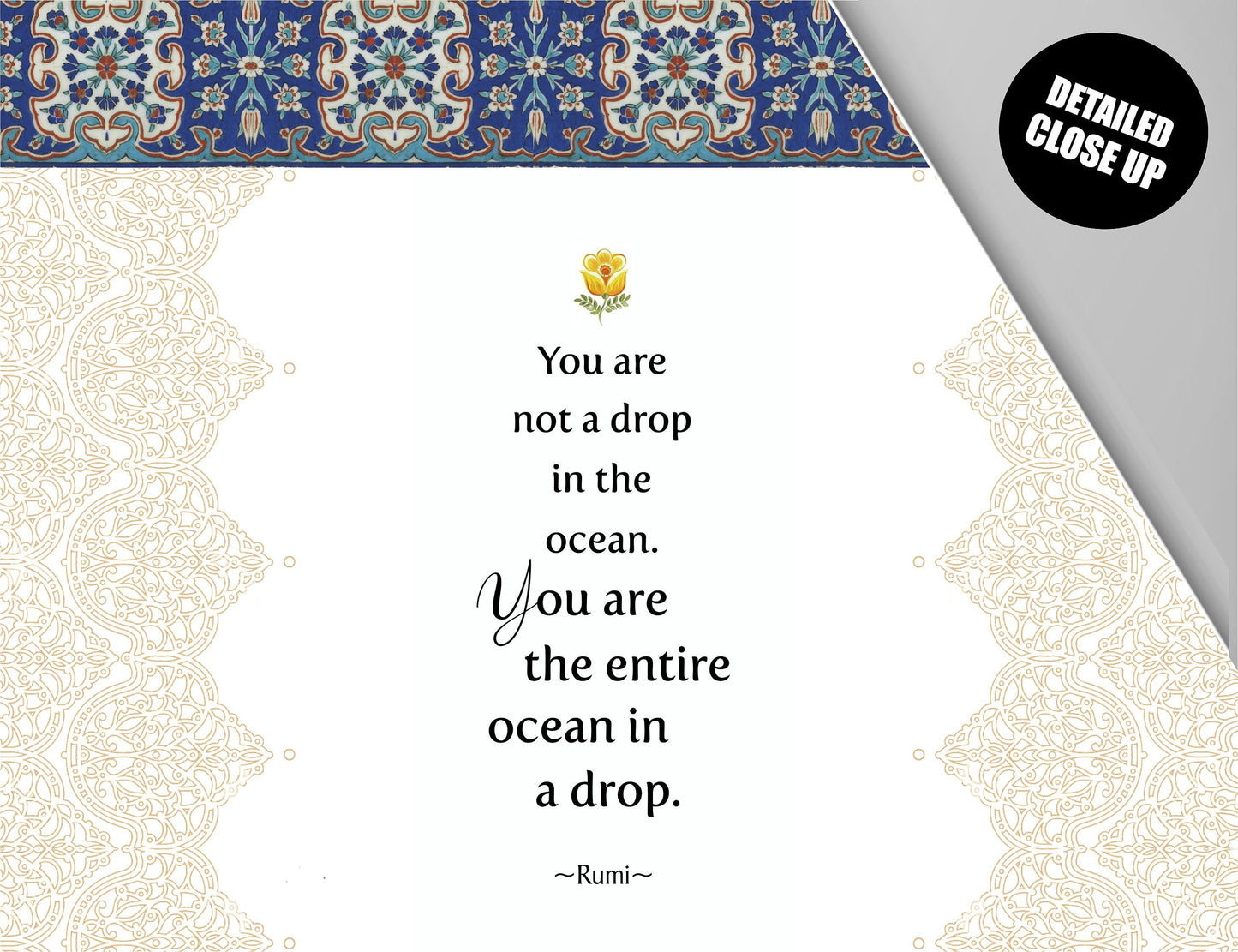 You are not a drop in the ocean, Rumi Wall Art, Wall Hanging, Sufi Art, Rumi Poem, Wall Art, Rumi Prints, Stop acting so small, Tapestry