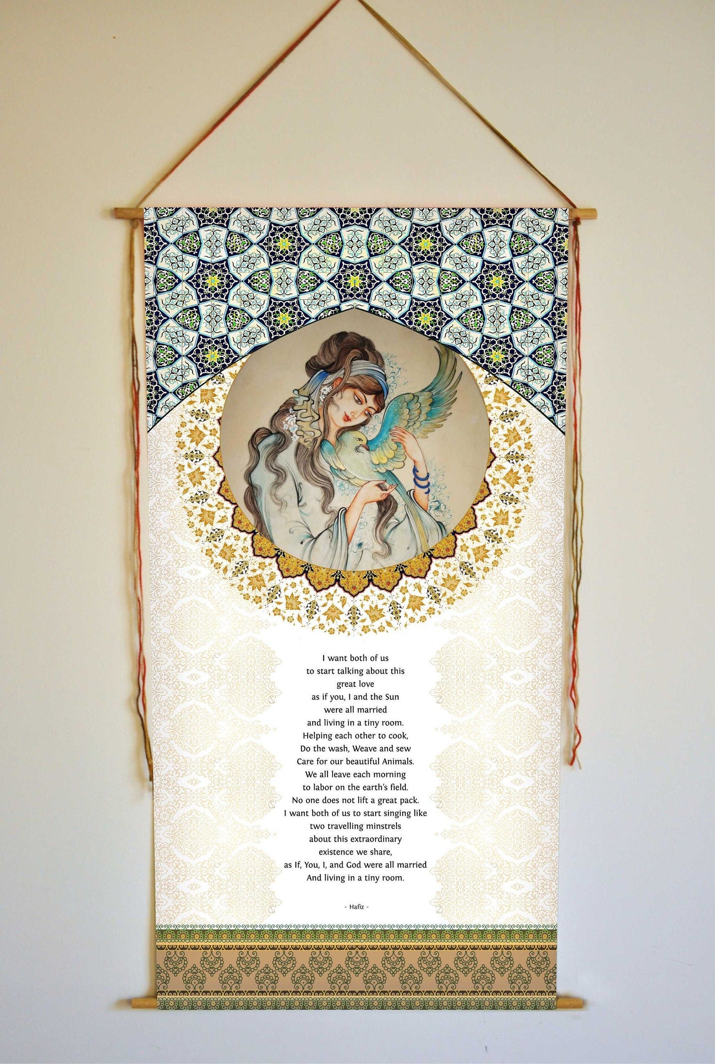 Hafiz Love Poetry, Hafiz Quote, Hafez, Marriage Gifts, Tapestry, Persian art, I want both of us, Hafez, Marriage Poem, Marriage Wall Art