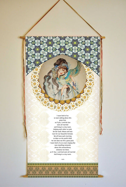 Hafiz Love Poetry, Hafiz Quote, Hafez, Marriage Gifts, Tapestry, Persian art, I want both of us, Hafez, Marriage Poem, Marriage Wall Art