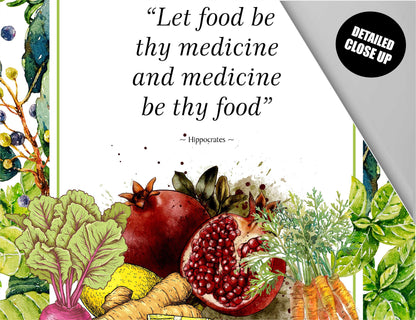 Let Food Be Thy Medicine, kitchen wall art, Kitchen Poster, Kitchen Decor, Hippocrates, Food Art, Kitchen Wall Decor, Nutritionist Decor