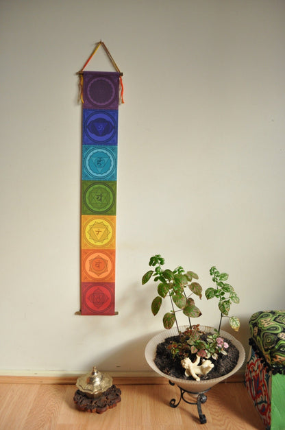 Chakra Wall Hanging - Mini Size - Chakra Banner - Chakra Wall Art - Chakra Prints - Yoga Gift - Yoga Decor - Meditation Altar - Tapestry