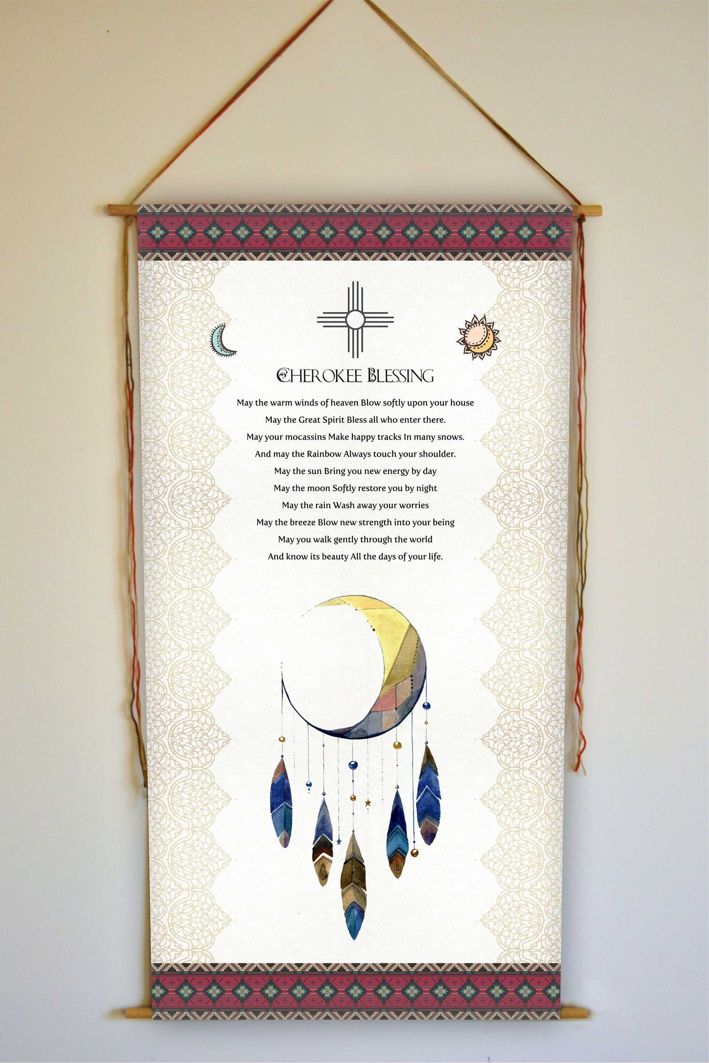 Cherokee Blessing, Native American Wall Art, May the warm winds of heaven, Native American Decor, Tapestry, Cherokee Prayer, Wall Hanging