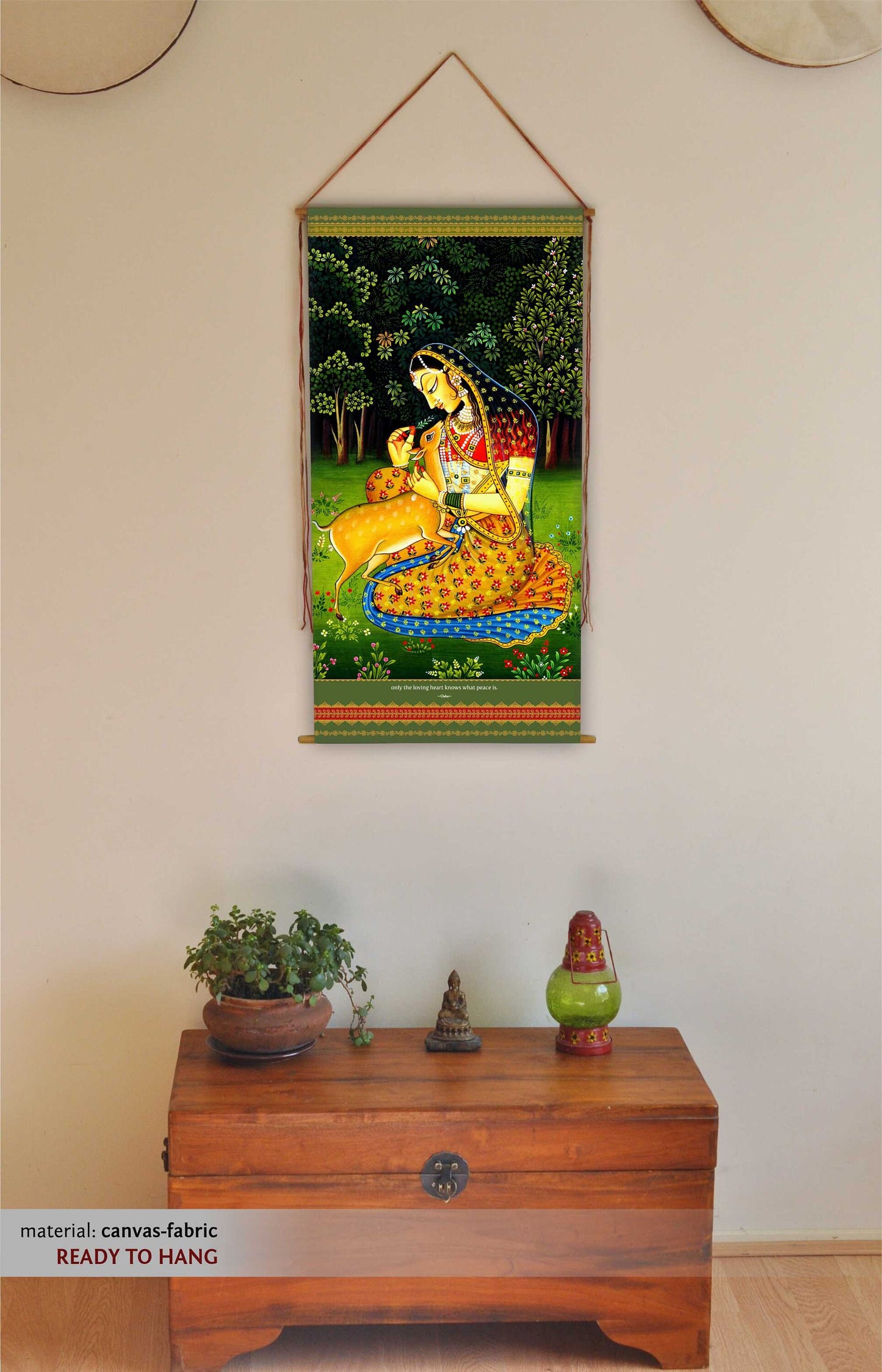 Indian Woman Painting Wall Hanging, Indian Ragamala Painting Print, Indian Wall Art, Love Gifts, Animal Lover Art, Love Quote, Tapestry