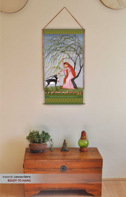 Indian Woman Painting, Woman with Animals, Animal Lover, Rumi Quote, Rumi Art, Indian Ragamala Painting Print, Vintage Exotic Wall Art