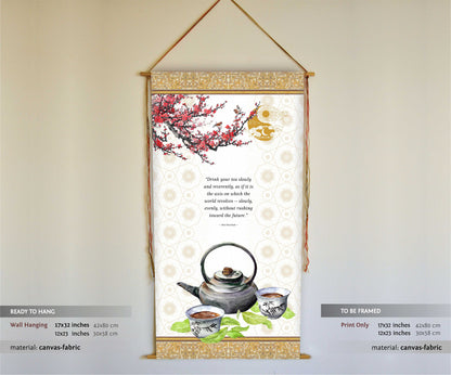 Thich Nhat Hanh, Wall Hanging, Zen Tea, Zen Wall Art, Zen Decor, Thich Nhat Hanh Quote, Drink your tea slowly