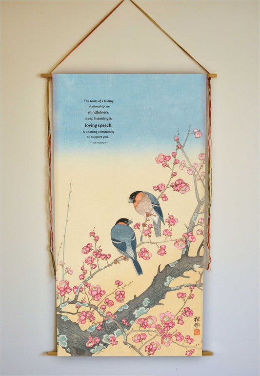 Thich Nhat Hanh, Zen Painting, Marriage Gifts, Wall Hanging, Relationship Quote, Thich Nhat Hanh Quote, Zen Painting, Birds Art, Tapestry