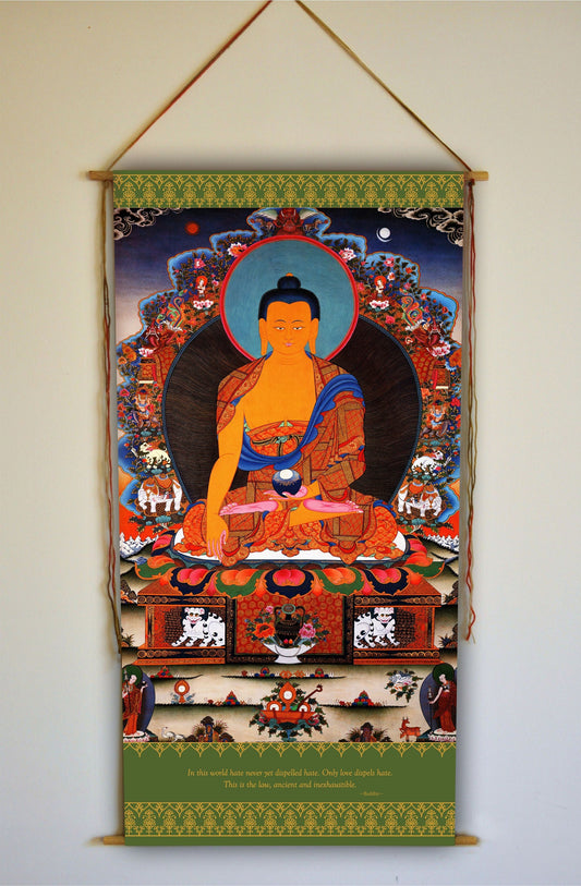 Buddha Painting, Tibetan Thanka, Wall Hanging, Shakyamuni Buddha, Meditation altar, Buddha print, Buddha Quote, Tibetan Buddha, Tapestry