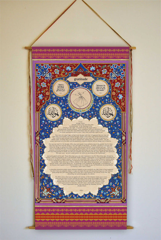 Rumi Quote - Sufi Story - Sufi Wall Art - Sufi story on trust and gratitude - Divine Timing -Meditation Gifts - Meditation Altar - Tapestry