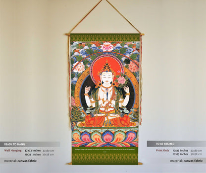 Avalokiteshvara, Buddha quote, On anger, wall hanging, Avalokiteshvara Painting, Buddha Print, Tapestry, Yoga decor, Meditation Altar