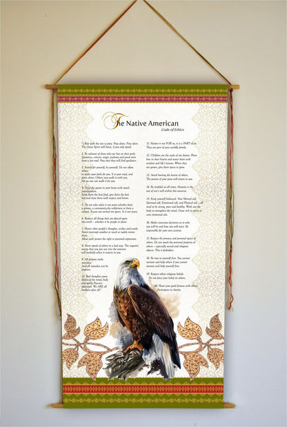 The Native American Code of Ethics, Wall Hanging, Wall Art, Mystical, Print, Native Art, Native Print, Native American Decor, Tapestry