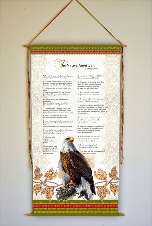 The Native American Code of Ethics, Wall Hanging, Wall Art, Mystical, Print, Native Art, Native Print, Native American Decor, Tapestry