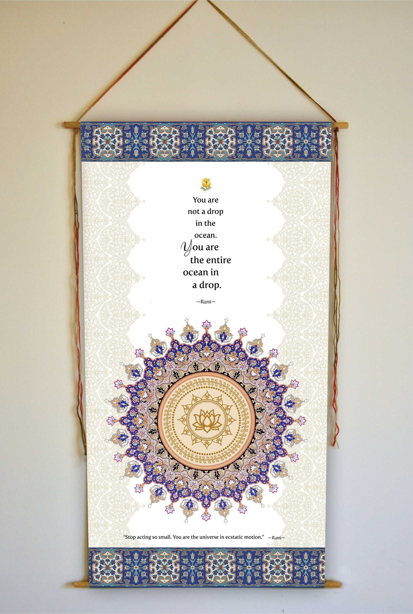 You are not a drop in the ocean, Rumi Wall Art, Wall Hanging, Sufi Art, Rumi Poem, Wall Art, Rumi Prints, Stop acting so small, Tapestry