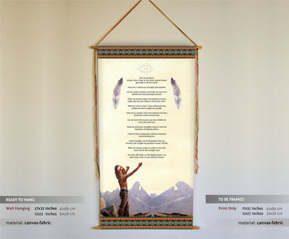 Oh Great Spirit Native American Prayer, John Yellow Lark Prayer, Wall Hanging, Graduation Grad Gift, Oh Great Spirit Prayer, Gifts, Tapestry