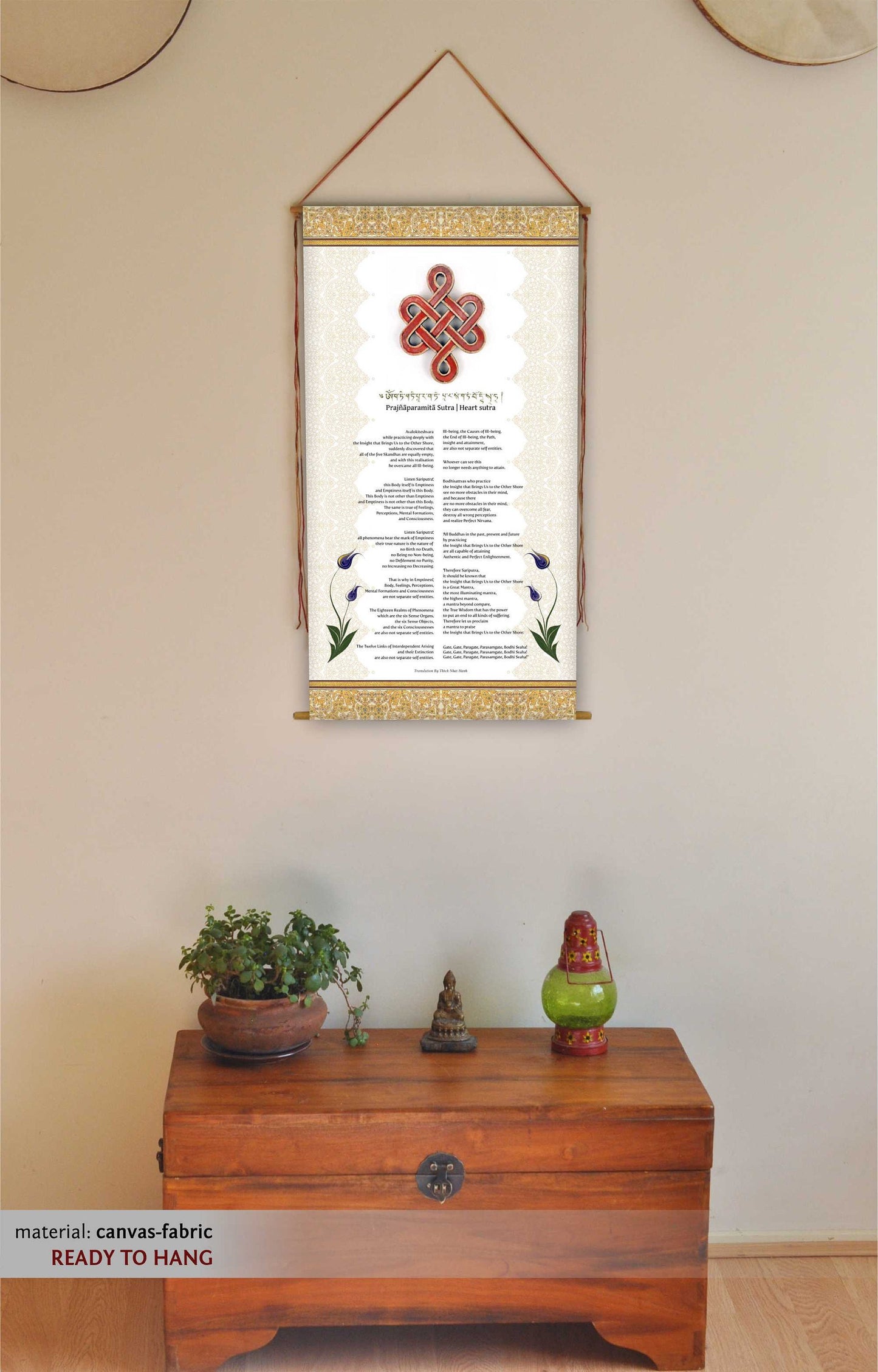 Heart Sutra, Thich Nhat Hanh, Wall Hanging, Meditation Altar, Heart Sutra English, Meditation Gifts, Buddhist Altar, Buddhist Wall Art