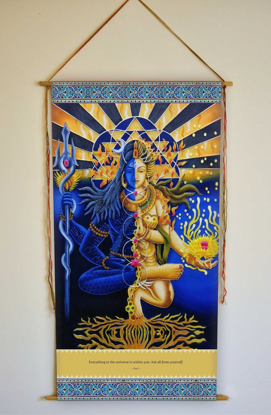 Ardhnarishwara Shiva Shakti, shiva parvati painting, Shiva Shakti wall, Hindu god art, shiva painting, yoga studio decor, Rumi, tapestry