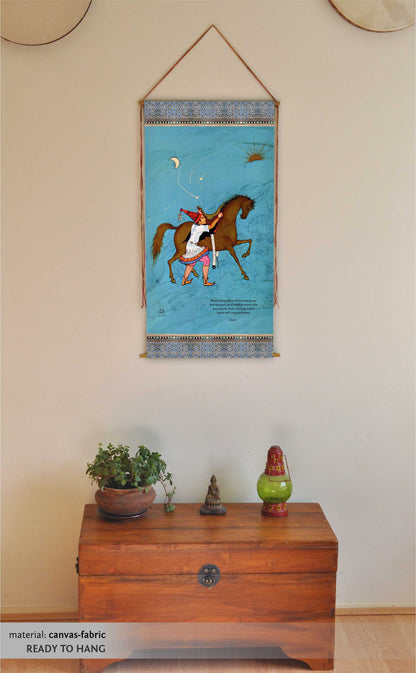 Rumi, Sufi Painting, Wall Art, Persian Art, Horse Painting, Sufi Art, Horse Prints, Middle Eastern Decor, Rumi Quote, Wall Hanging, Tapestry