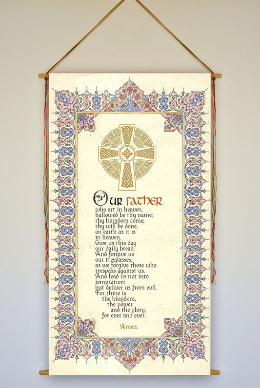 The Lord's Prayer Wall Hanging vintage design,  Wall Art, Our Father, Christian decor, Christian gifts, Ready to hang Tapestry