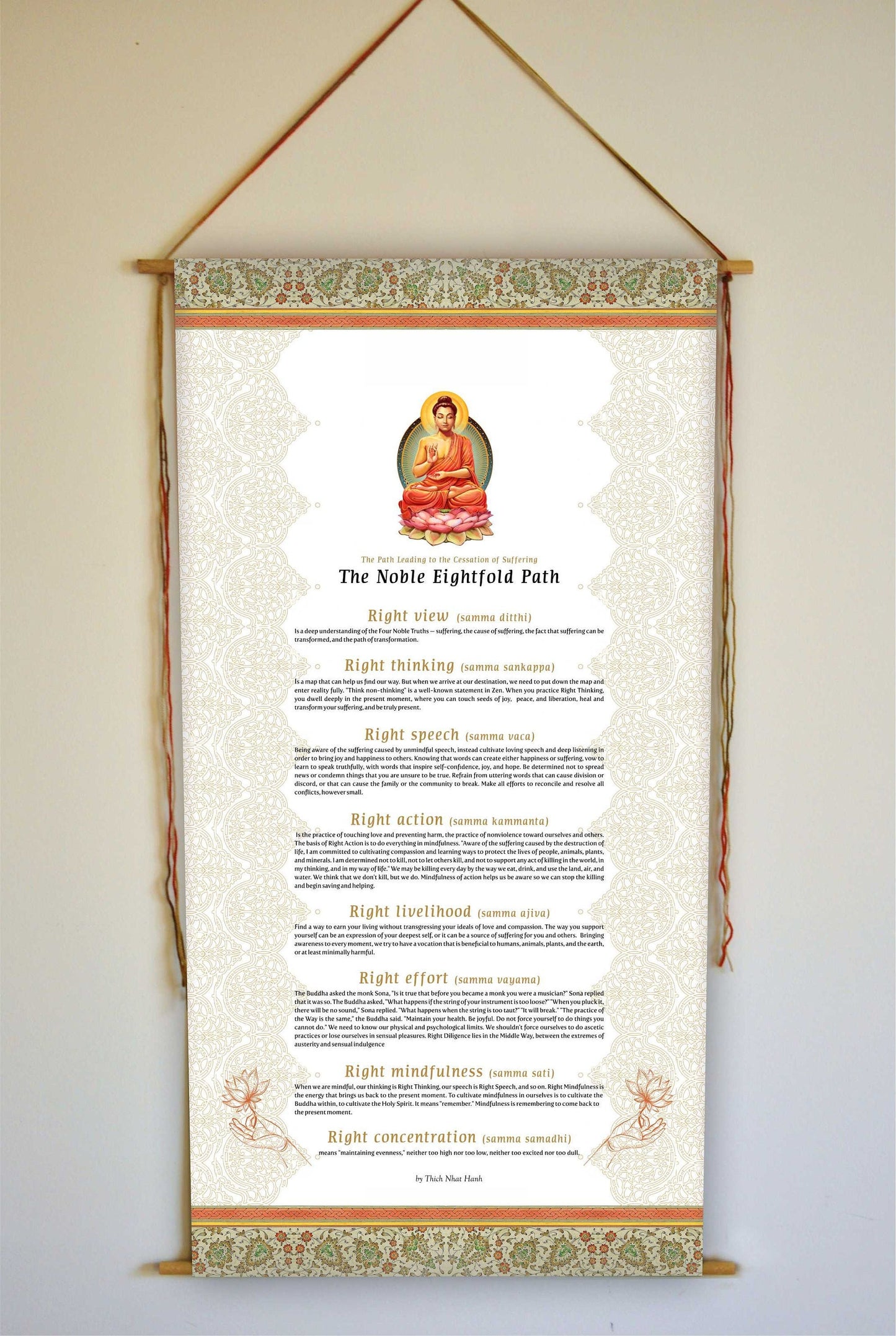 The Noble Eightfold Path by Thich Nhat Hanh, Wall Hanging, Tapestry