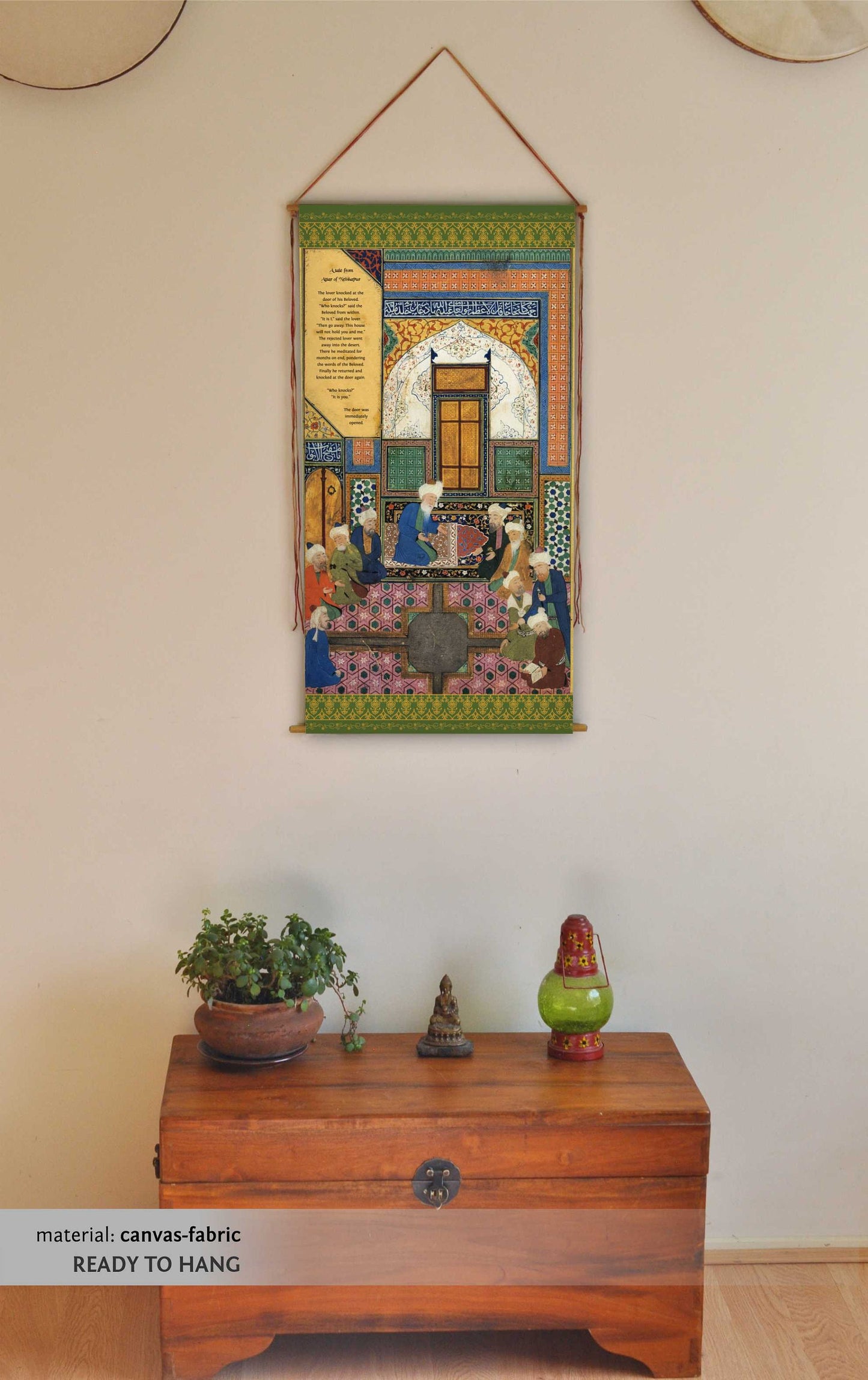 Persian Art, Wall Hanging, Wall Art, Love Gifts, Middle Eastern Art, Sufi Painitng, Boho Decor, Sufi Art, Attar of Neishapur, Tapestry