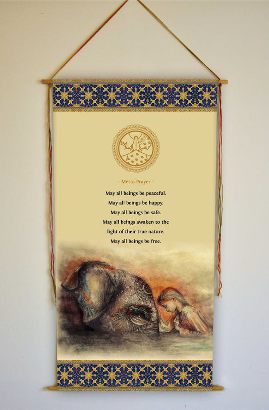 Metta Prayer, Wall Hanging, Inspirational Quotes, Wall Art, Animal Lover Gift, Buddhist Prayer, Tapestry, Kindness, Compassion, Love Prayer