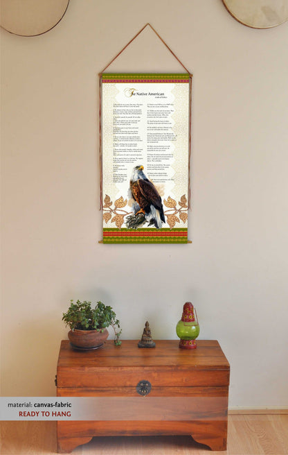 The Native American Code of Ethics, Wall Hanging, Wall Art, Mystical, Print, Native Art, Native Print, Native American Decor, Tapestry