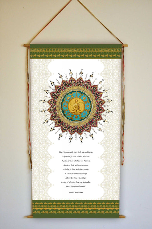 May I become at all times, Love Prayer, Prayer Of Peace, Wall Hanging, Buddha Wall Hanging, Buddhist Prayer, Shantideva, Tapestry, kindness