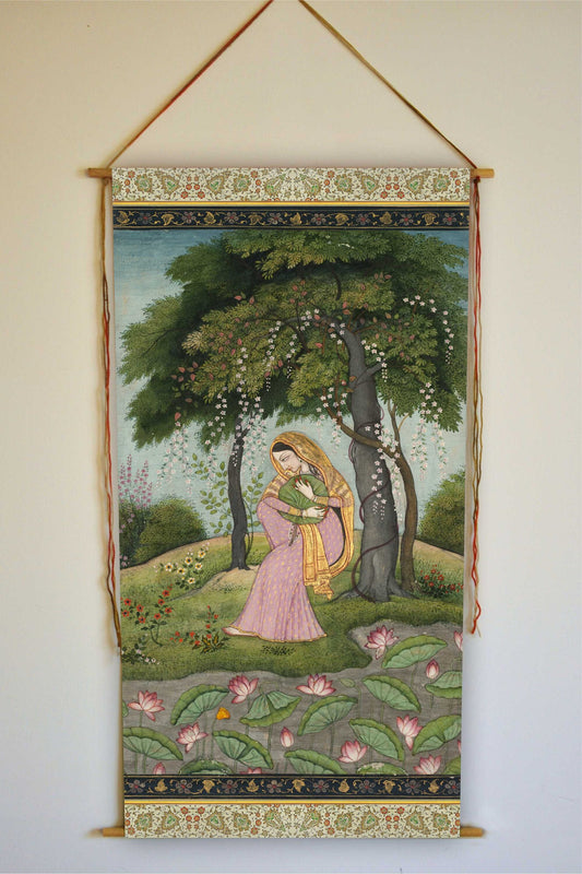 Indian Woman Painting, Indian Woman Wall Art, Indian Woman Print, Virhini Nayika, Indian Wall Art, Pahari Painting, Wall Hanging, Tapestry