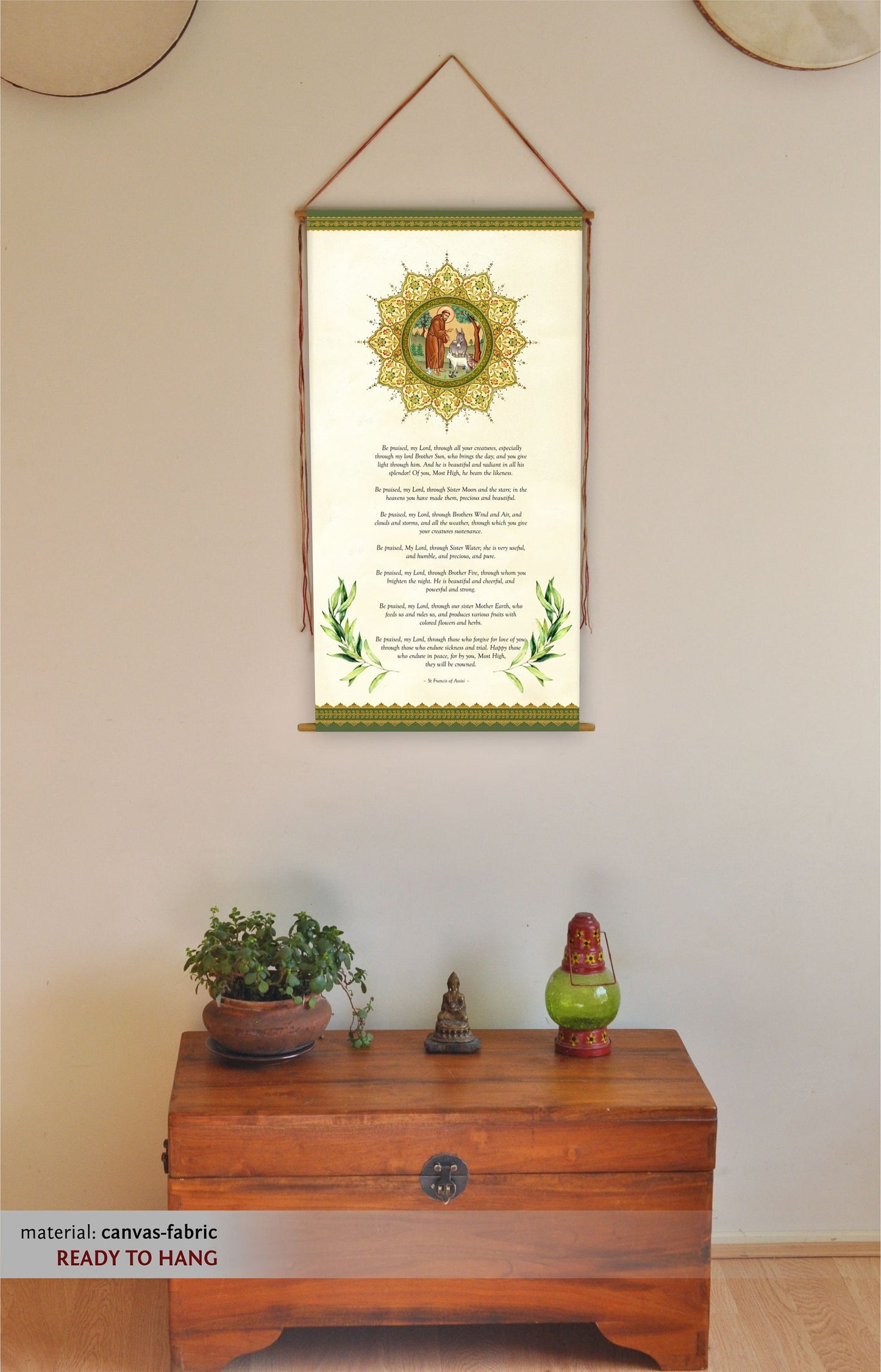 St Francis of Assisi Prayer Wall Hanging, Be praised my Lord Prayer, St Francis of Assisi, Christian Wall Art, Tapestry