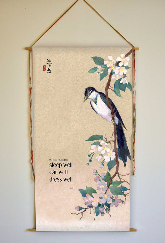 Zen Wall Decor, Zen Painting, Japanese Painting, Zen Wall Art, Wall Hanging, Zen Wisdom, Spiritual Wisdom, Ready to Hang Tapestry