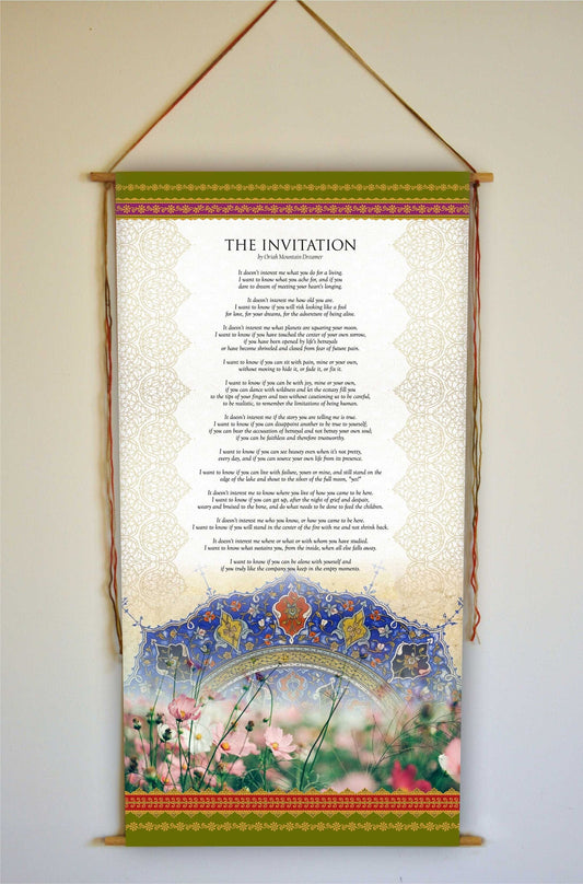 The Invitation by Oriah Mountain Dreamer , Wall Hanging, Prints, Wall Art, Decor, Gifts, Poem, Poetry Wall Art, Canvas Wall Art, Tapestry