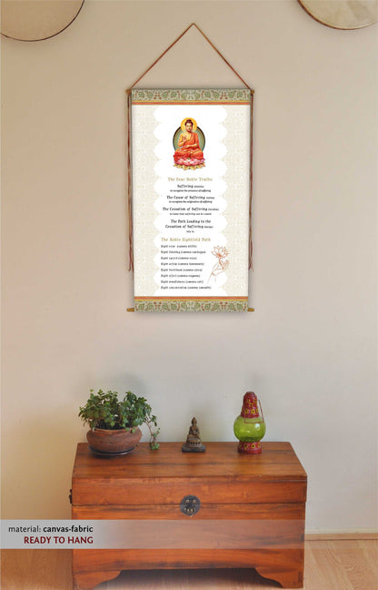 The Four Noble Truths, The Eightfold Path, Wall Hanging, Buddhist Wall Art, Buddha Quote, Tapestry