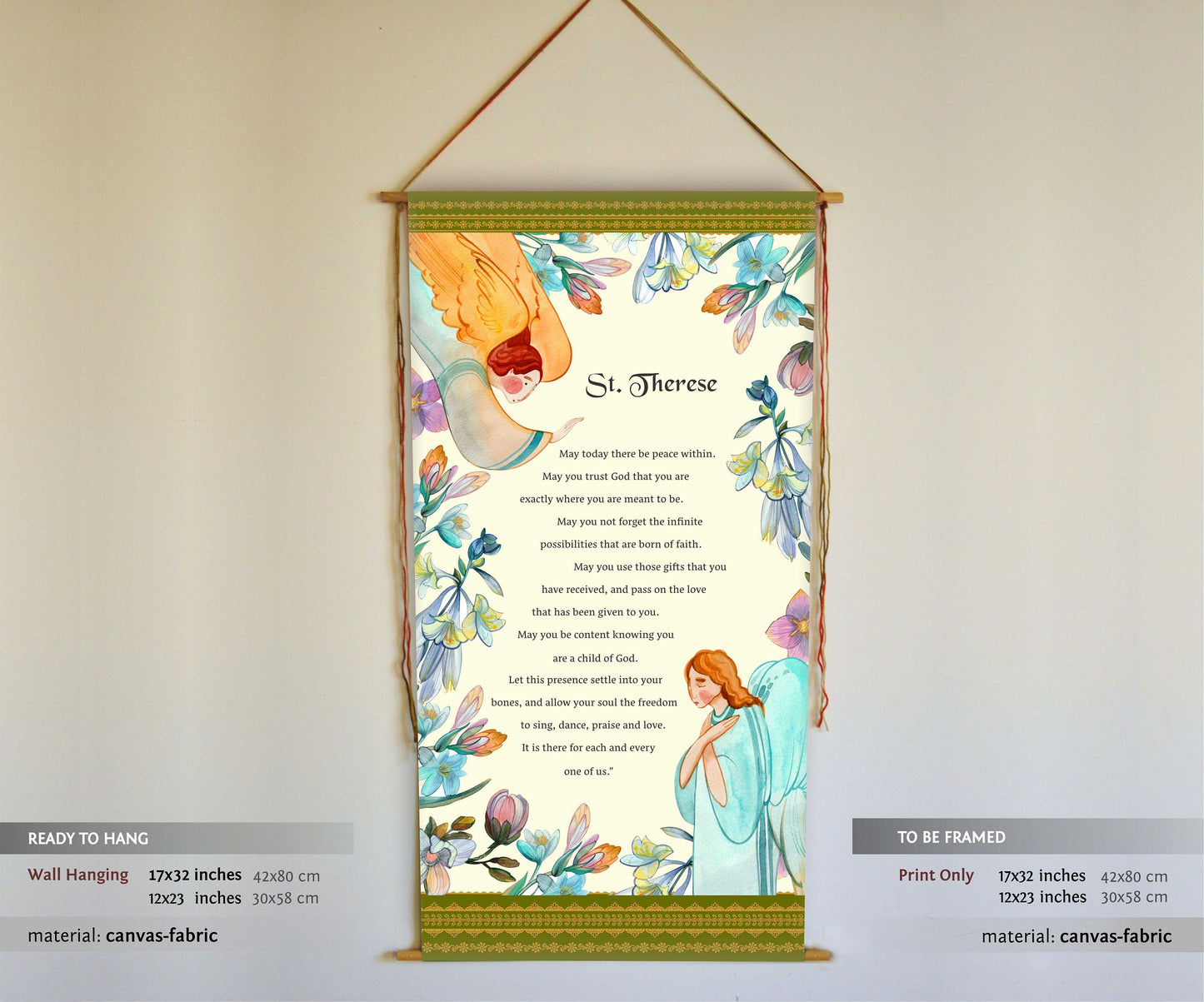 Prayer of St Therese, Wall Hanging, Prayer of St Therese of Lisieux, Prayer for peace, St Therese christian nursery wall art, Tapestry