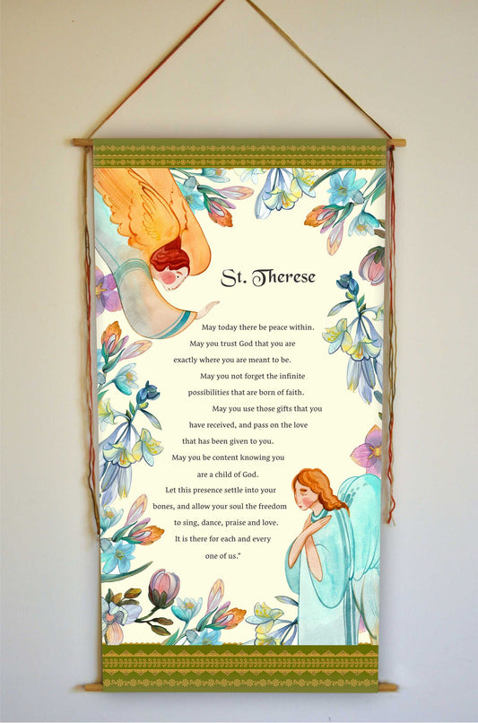 Prayer of St Therese, Wall Hanging, Prayer of St Therese of Lisieux, Prayer for peace, St Therese christian nursery wall art, Tapestry