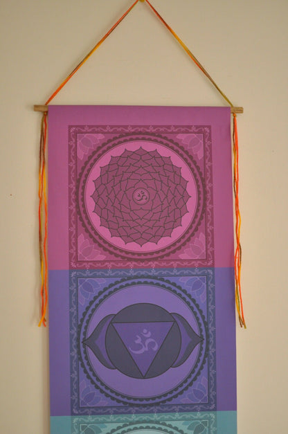 Chakra Banner - Chakra Wall Art - Handmade - Yoga Decor - Chakra Flags - Chakra Art - Meditation Altar - Yoga Gift - Chakra Wall Hanging