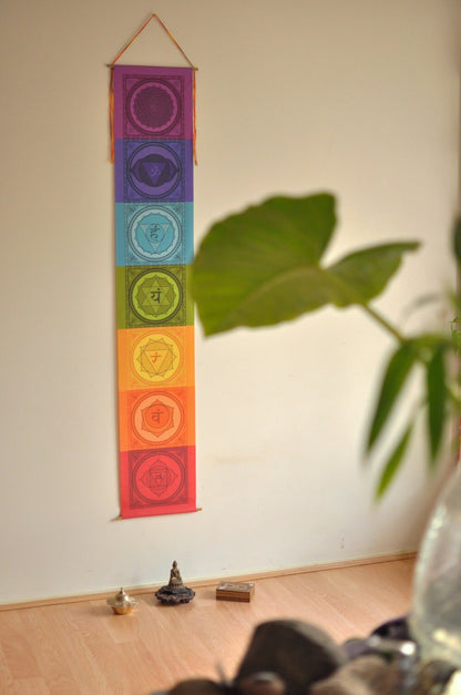 Chakra Banner - Chakra Wall Art - Handmade - Yoga Decor - Chakra Flags - Chakra Art - Meditation Altar - Yoga Gift - Chakra Wall Hanging